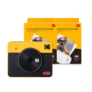 코닥 미니샷 3 레트로 폴라로이드 카메라 yellow + 카트리지 60p, 1개, C300R(옐로우)