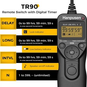 Hanpusen TR90 카메라 타임 랩스 간계계 LCD 타이머 리모컨 캐논 니콘 소니 후지필름 올림푸스 펜탁스, 04 With Nikon N10 pot