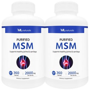 [미국빠른직구] 신제품 마이라이프 내추럴스 식이유황 MSM 2000mg (수퍼사이즈), 360정, 2개