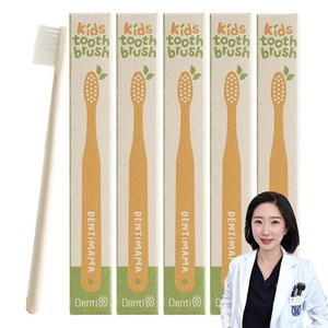[치과의사엄마가 직접 만든]덴티마마 어린이 유치원생 초등학생 이중미세모 칫솔 5개 묶음, 1개, 5개입
