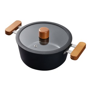 토프 프리미엄 블랙에디션 IH 인덕션 세라믹 양수냄비, 블랙 + 브라운, 20cm