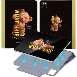 TaVely 아이패드 전기종 케이스 애플펜슬 수납 스마트커버, [백폴더] WHAT'S UP