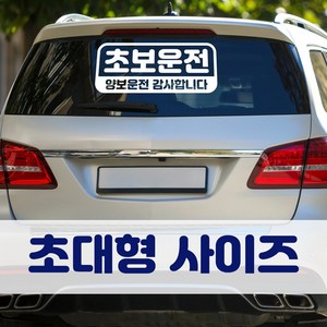 뭉키데코 초대형 반사지 초보운전 스티커 CBD_초보운전 02, 화이트 (대형), 1개