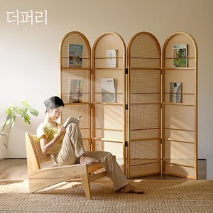 더퍼리 라탄 파티션 병풍 공간분리 가림막 접이식 칸막이, 04. 우드 4칸