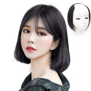 이쁘다샵 가발위드 짧은머리 스타일 어반쇼트 숱보충 붙임머리, 네츄럴블랙20cm, 1개