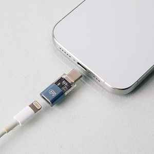 라이트닝 to USB C 충전 LED 젠더 라이트닝 충전기로 C타입 충전가능, 1개, 그레이, 3cm