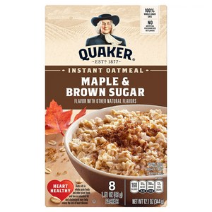 [미국직배송]퀘이커 오트밀 메이플 & 브라운슈거(8팩/18팩 선택) Quaker Oatmeal Maple & Brown Sugar, 1박스