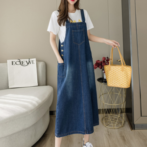 AOUDK 여름 빅 사이즈 민소매 데님 원피스