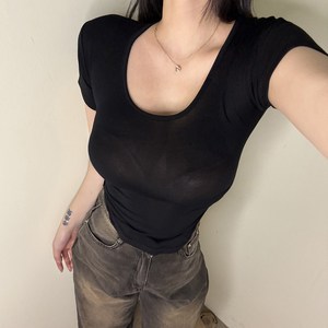 VANANA2 여성 국내제작 스판 쫀쫀 슬림핏 굴림 반팔 티셔츠 4colo