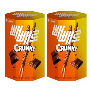 빼빼로 크런키, 140g, 2개