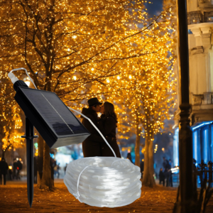아미다 4세대줄조명100LED 200LED 400LED 800LED 울타리 파티션 루프탑 감성캠핑 크리스마스장식전구, 태양광형12M(100LED), 컬러빛, 1개