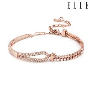 [엘르주얼리] 14K GOLD PLATED 하프 장식 두줄 테니스 팔찌 ELBRBB090