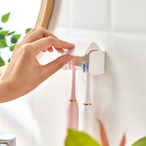 일본 심플 커플 칫솔걸이 2인용 투명 칫솔꽂이, 화이트, 1개