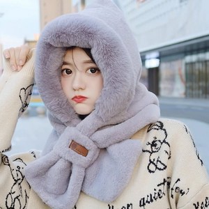 바라클라바 귀여운 토끼털 목토시 넥워머 골프 등산 방한 후드 털모자