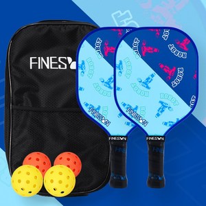 Finesun 소형 피클볼 패들 세트 입문용 프리미엄 피클볼 라켓 공 가방 포함, 파랑, 1개