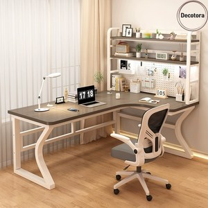 ㄱ자 코너 책상 책장 1인용 선반 모던 L형 테이블 높이조절, 8.좌측 H형 홀더 책상 올블랙