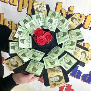 서프라이즈 용돈 박스 [이벤트 부모님 생일 어버이날 남편 용돈 현금 돈벼락 칠순 돈 박스 선물 환갑 생신 상자 반전 플라워], 1개, 블랙완성품+장미꽃