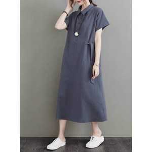 중년여성원피스 셔츠원피스 린넨 중년 반팔 여름롱