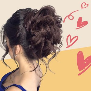 하이유니 [3초세팅] 잔머리 가채 똥머리 100% 고정 집게 붙임머리 부분가발, 진한갈색, 1개