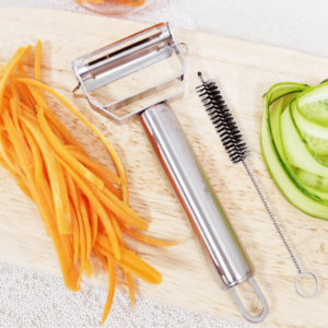 글로리커머스 스텐 채칼 3가지 기능 이중 칼날 채칼, 채칼 전용솔 포함, 1개, 스테인레스 실버