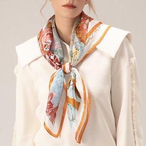 아우솔라피아 여성용 실크 스카프 봄과 가을 다용도 날염 머플러
