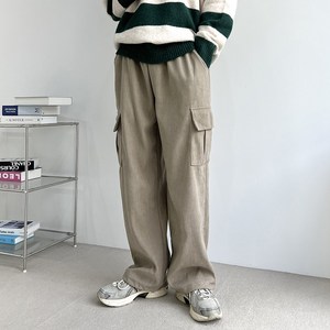 로니제이 일반 기모 남녀공용 골덴 팬츠 Y2K 코듀로이 카고 조거 밴딩 와이드 팬츠