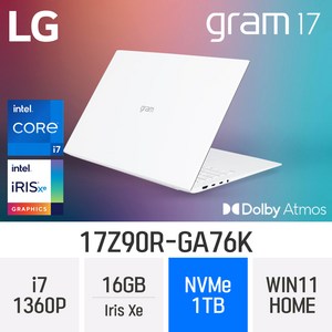 LG전자 2023 그램17 17Z90R-GA76K, WIN11 Home, 16GB, 1TB, 코어i7, 화이트