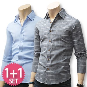 블루포스 스쿠엄 체크 남방 + 리노스 남방 1+1세트 [2장 묶음] 셔츠 [국내생산]