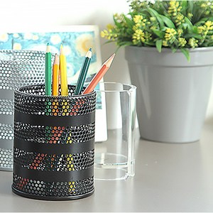 [에임하이] 철망 매쉬 망사 대중소 연필꽂이 펜꽂이 책상 꾸미기 정리, 실버, 중형