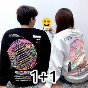 슈프림 네온써클 1+1 긴팔 오버핏 남녀공용 빅사이즈 커플 맨투맨