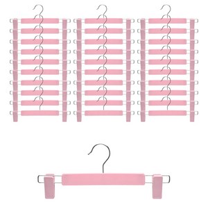 아워리빙 파스텔 논슬립 회전형 치마 바지걸이, 핑크, 30개