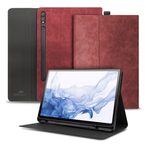 고부기 갤럭시탭 스마트커버 펜슬 수납 클러치 케이스, 레드