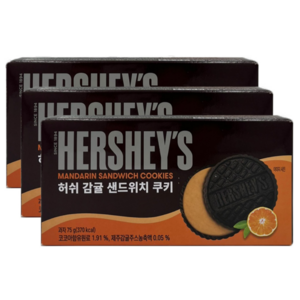 제주 허쉬 감귤 샌드위치 쿠키 3개입 x 3박스 초콜릿 초코칩 오레오, 75g