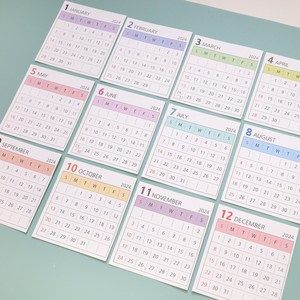 2024년 월별 달력 스티커 12개월 총12장 신학기달력, 1세트