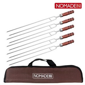 NOMADE 원목 바베큐 꼬치1열 N-5378/ 2열 N-5390 (5p) 캠핑 꼬치구이/ 전용 가방포함, 2열 5p N-5390, 5개