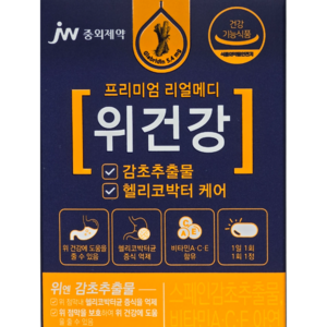 JW중외제약 프리미엄 리얼메디 위건강 감초 DGL 18g, 120정, 1세트