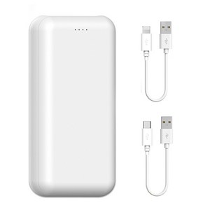 하마다 듀얼 보조배터리 20000mAh + 5핀 케이블 + C타입 젠더 + 8핀젠더, 화이트, PR-PE20000-1