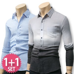 블루포스 소테츠 롤업 긴팔남방 + 리노스 남방 1+1세트 [2장 묶음] 슬림핏 그라데이션 나염 [국내생산]
