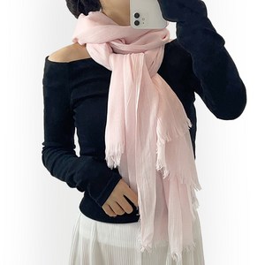 이너피아 여성 쉬폰 롱 스카프 빅사이즈 무지 스카프 자외선 차단 숄 스카프