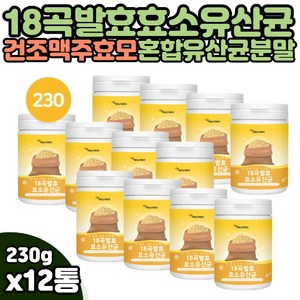 L 글루타민 엘 로이신 곡물 효소 서리태 귀리 가루 분말 직장인 보리 차조 율무 간편 타먹는 뿌려 먹는 중 고등 학생 온가족 맛있는 아미노 믹스 검정 흑 콩 보리 18곡 유산균, 230g, 12개