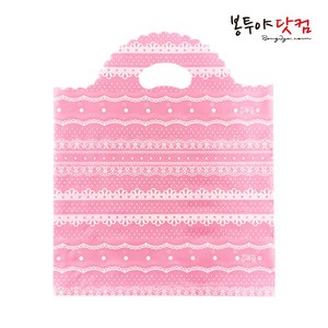 봉투야닷컴 LDPE 30호 (30x39cm) 50장 비닐쇼핑백, 레이스-핑크