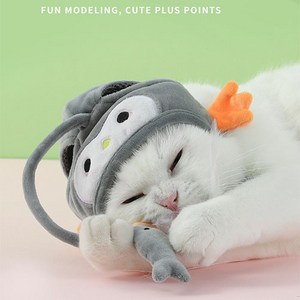 빙글빙글 고양이 장난감 낚시대 냥모자, 그레이펭귄