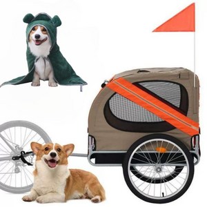 캐리카 자전거 트레일러 바이크 케리어 캐리어 강아지 카트 웨건 수레 짐받이 대형견 유모차, 1개, 오렌지