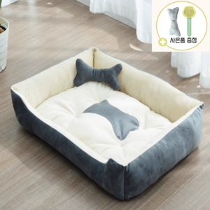 펫프리스 사각 애견 하우스 방석, 화이트, 1개