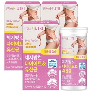 에버뉴트리 체지방컷 다이어트 유산균 카테킨 체지방감소 장건강, 3개, 28정