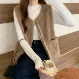 인생여전 여성 복실복실 뽀글이 양털 지퍼 조끼