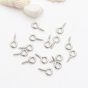디어템 나사형 9자 고리 핀 9핀 구자핀, 100개, 실버 4x8mm