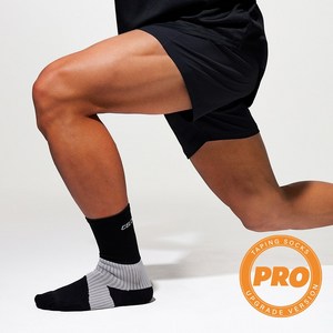 [셀버린 프로 레벨 양말 남자 중목] 발목보호대 크로스핏 마라톤 러닝양말 발목테이핑, 블랙, 1개