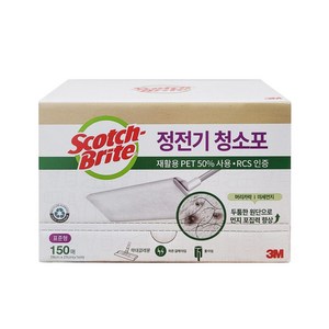 3M 스카치브라이트 대용량 미세먼지 정전기 청소포 표준형 150매입, 1개