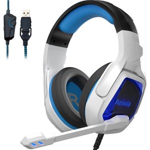 노 브랜드 Anivia MH602 게임용 헤드셋 Xbox One PC 노트북용 마이크가 있는 귀 헤드폰을 통한 유선 소음 감소 노트북-화이트 XBOXONE헤드셋